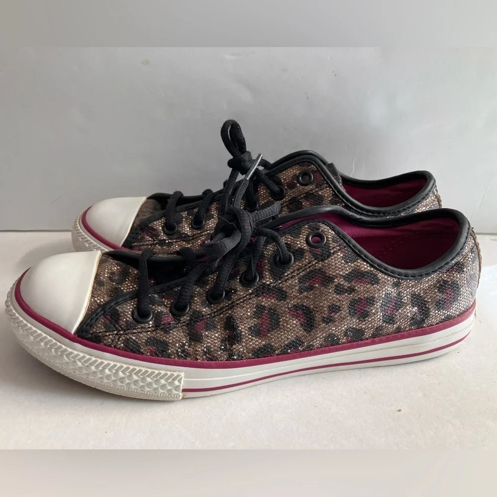 Converse All Star Metallic Leopard Print Sneakers, Black/Gold, Size 5 (Junior)